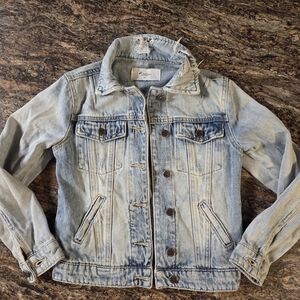 KanCan Light Blue Distressed Denim Jacket - Kids